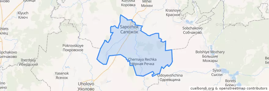 Mapa de ubicacion de Сапожковское городское поселение.