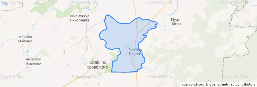 Mapa de ubicacion de Пехлецкое сельское поселение.