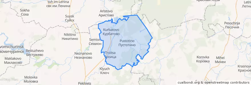 Mapa de ubicacion de Пустотинское сельское поселение.