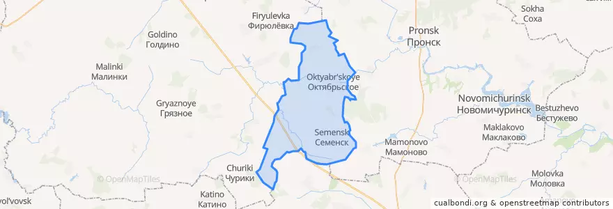 Mapa de ubicacion de Октябрьское сельское поселение.