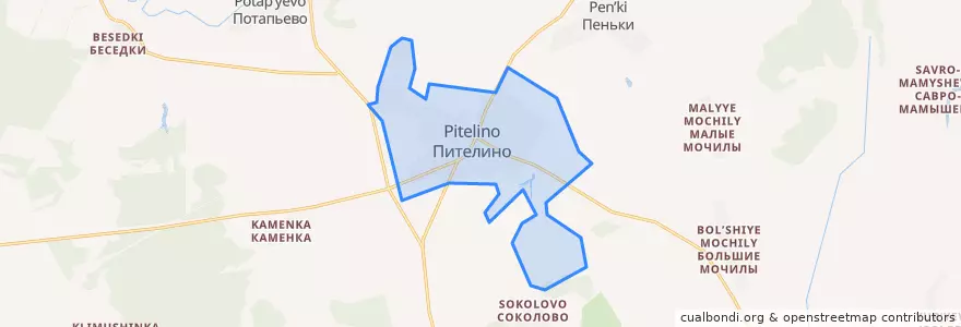 Mapa de ubicacion de Пителинское городское поселение.