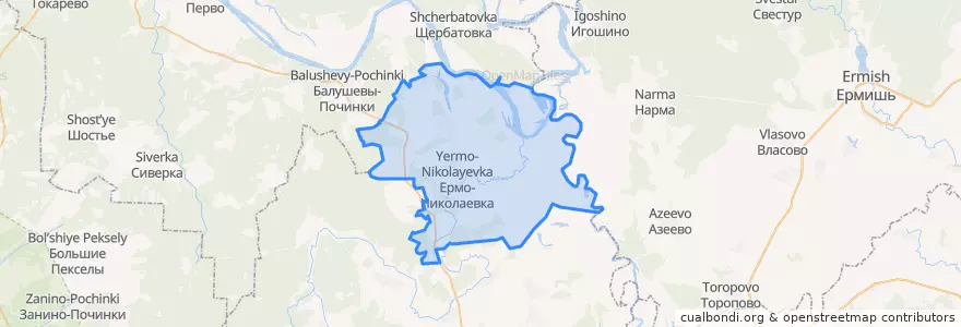 Mapa de ubicacion de Ермо-Николаевское сельское поселение.