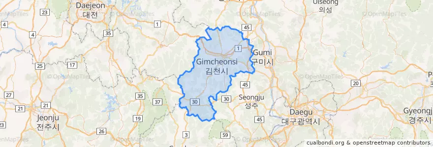 Mapa de ubicacion de 김천시.