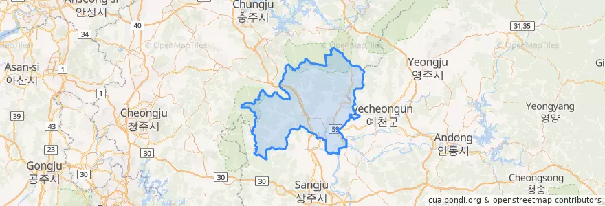 Mapa de ubicacion de 聞慶市.