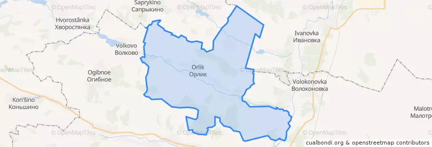 Mapa de ubicacion de Орликовское сельское поселение.