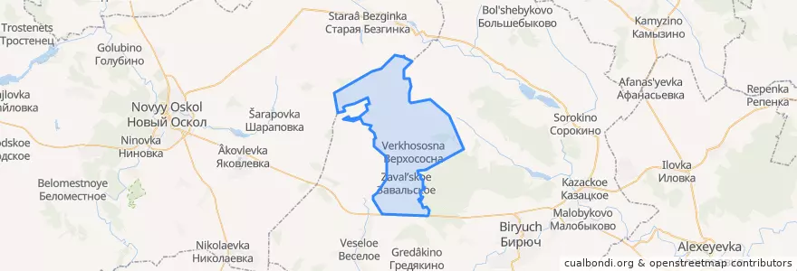 Mapa de ubicacion de Верхососенское сельское поселение.
