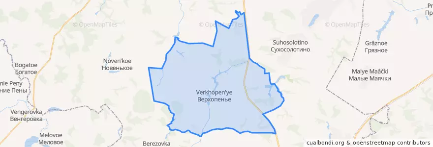 Mapa de ubicacion de Верхопенское сельское поселение.