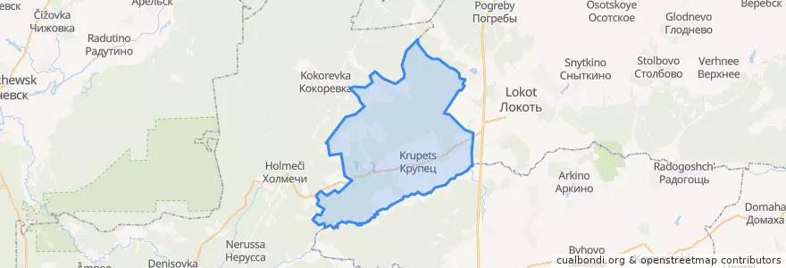 Mapa de ubicacion de Крупецкое сельское поселение.