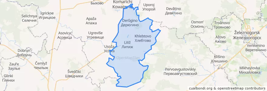 Mapa de ubicacion de Литижское сельское поселение.