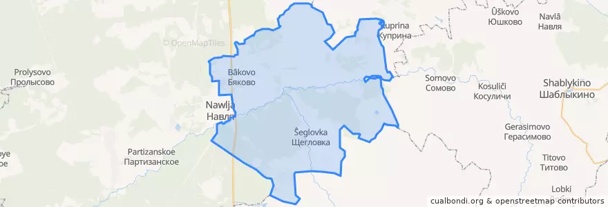 Mapa de ubicacion de Бяковское сельское поселение.