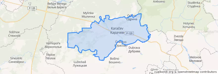 Mapa de ubicacion de Карачевское городское поселение.