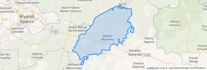 Mapa de ubicacion de Мылинское сельское поселение.