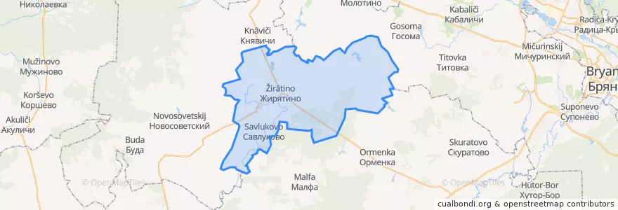 Mapa de ubicacion de Жирятинское сельское поселение.