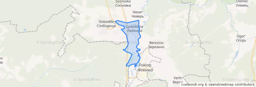 Mapa de ubicacion de Любохонское городское поселение.