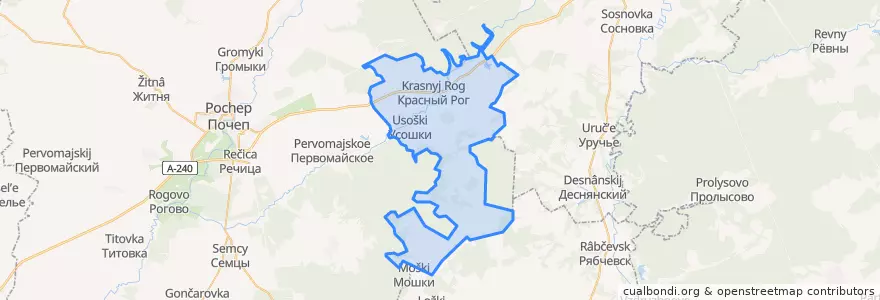 Mapa de ubicacion de Краснорогское сельское поселение.