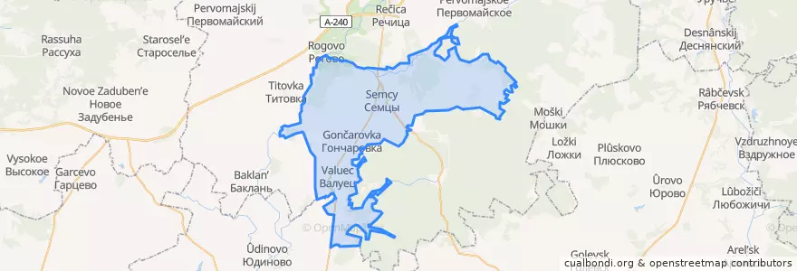 Mapa de ubicacion de Семецкое сельское поселение.