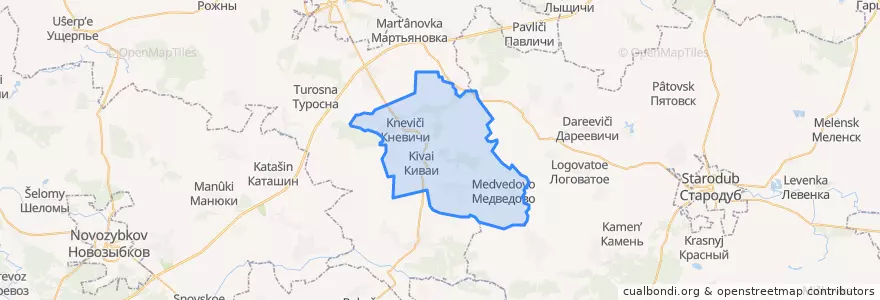 Mapa de ubicacion de Медведовское сельское поселение.