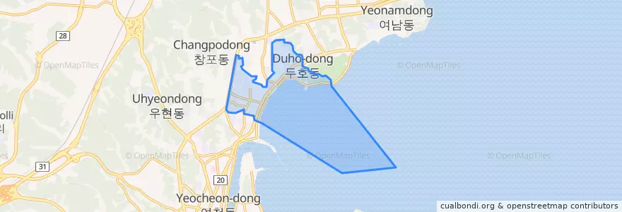 Mapa de ubicacion de 두호동.