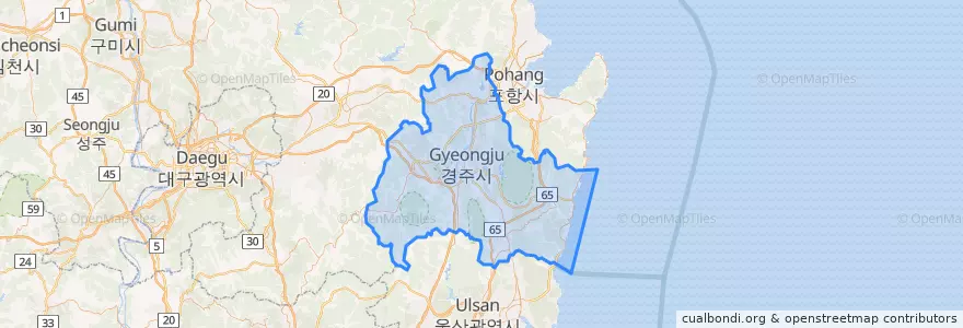 Mapa de ubicacion de 경주시.