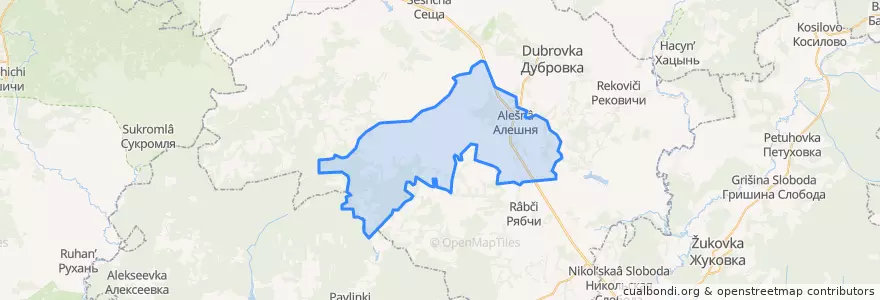 Mapa de ubicacion de Алешинское сельское поселение.