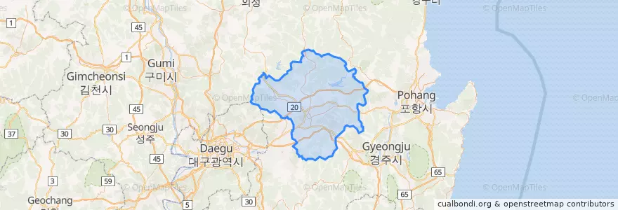 Mapa de ubicacion de Yeongcheon-si.