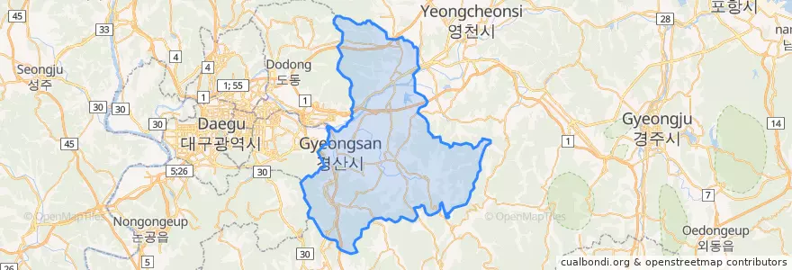 Mapa de ubicacion de 慶山市.