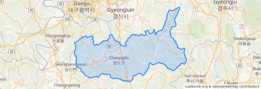 Mapa de ubicacion de 청도군.