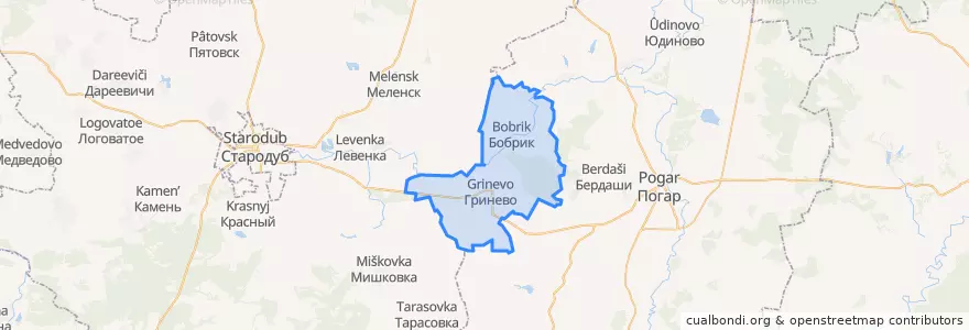 Mapa de ubicacion de Гринёвское сельское поселение.