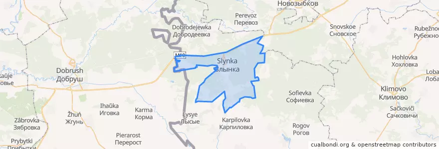 Mapa de ubicacion de Злынковское городское поселение.