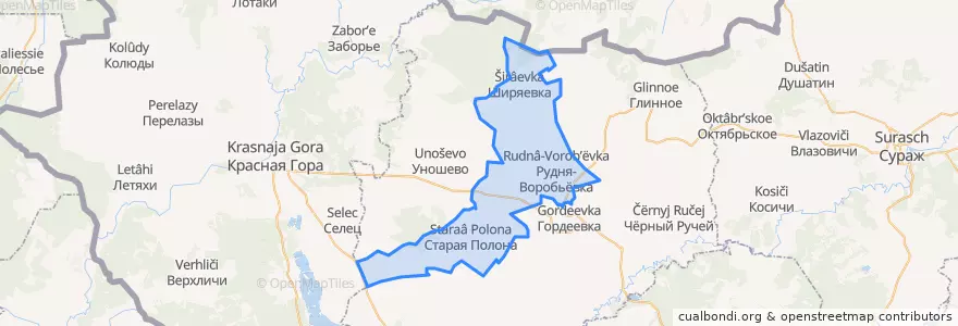 Mapa de ubicacion de Рудневоробьёвское сельское поселение.