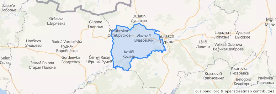 Mapa de ubicacion de Влазовичское сельское поселение.