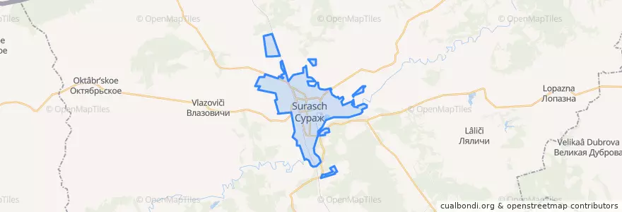 Mapa de ubicacion de Суражское городское поселение.