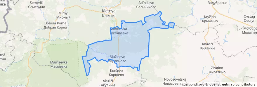 Mapa de ubicacion de Мужиновское сельское поселение.