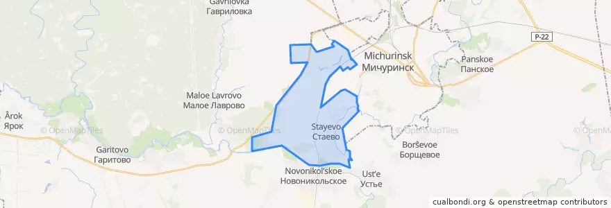 Mapa de ubicacion de Стаевский сельсовет.