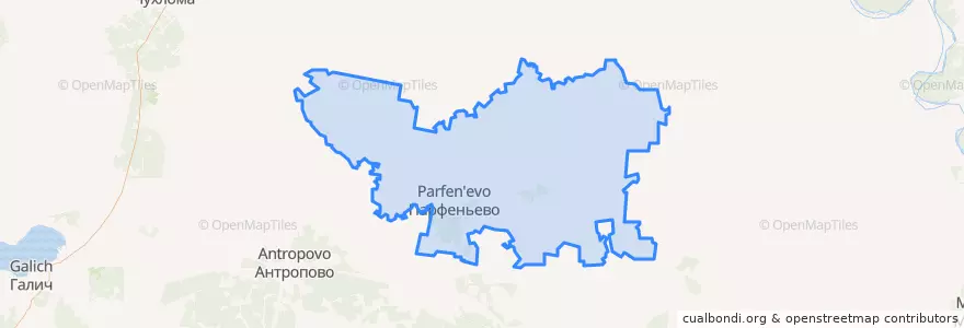 Mapa de ubicacion de Парфеньевское сельское поселение.