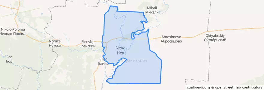 Mapa de ubicacion de городское поселение Нея.