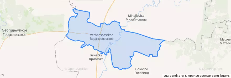 Mapa de ubicacion de Верхнеспасское сельское поселение.
