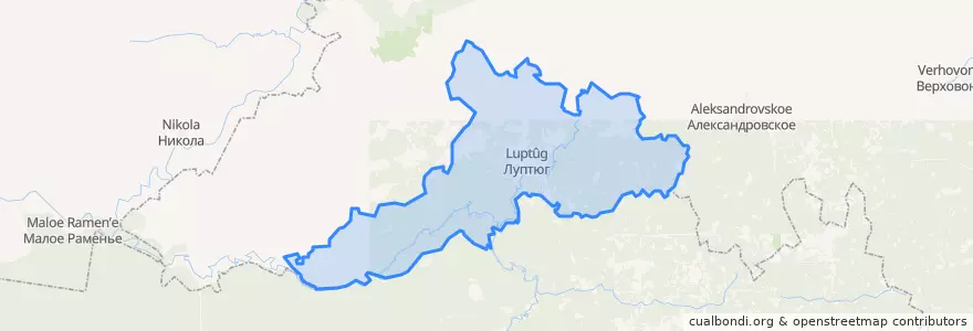 Mapa de ubicacion de Луптюгское сельское поселение.