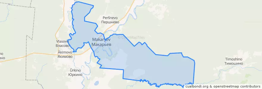 Mapa de ubicacion de городское поселение Макарьев.