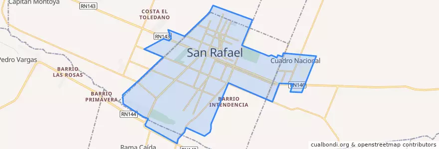 Mapa de ubicacion de San Rafael.