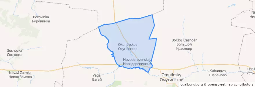 Mapa de ubicacion de Окуневское сельское поселение.