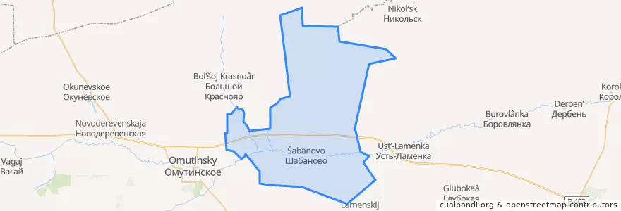 Mapa de ubicacion de Шабановское сельское поселение.