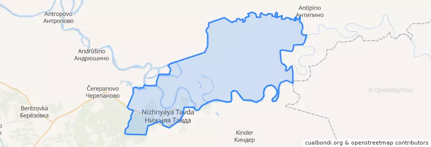 Mapa de ubicacion de Нижнетавдинское сельское поселение.
