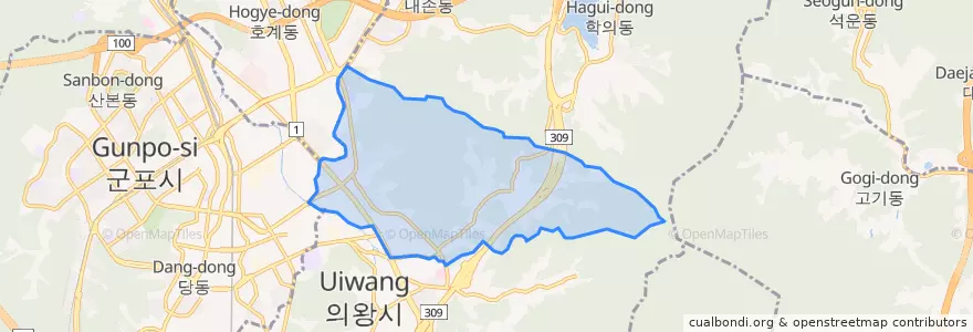 Mapa de ubicacion de 오전동.
