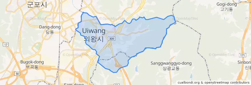 Mapa de ubicacion de 고천동.