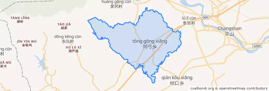 Mapa de ubicacion de 同弓乡.