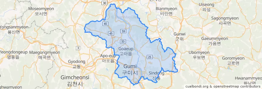 Mapa de ubicacion de Gumi-si.
