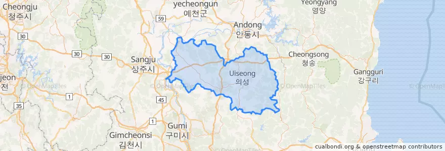 Mapa de ubicacion de Uiseong-gun.
