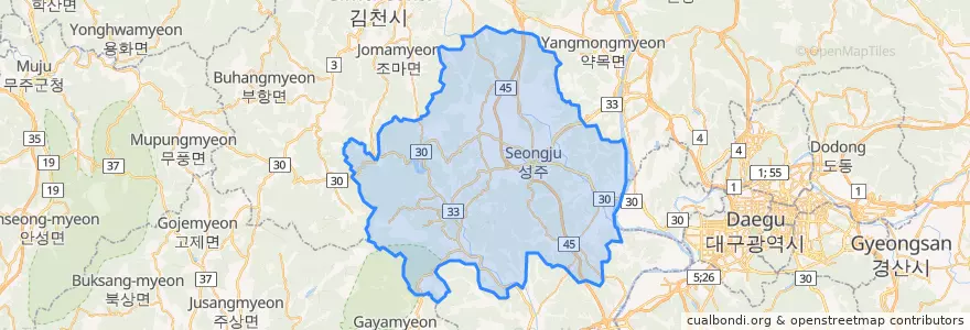 Mapa de ubicacion de 성주군.