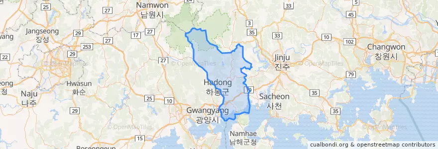 Mapa de ubicacion de Hadong-gun.